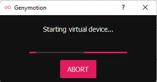 Starting Genymotion virtual device