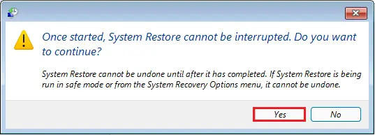 System restore cannot be interrupted