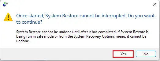 System restore cannot be interrupted