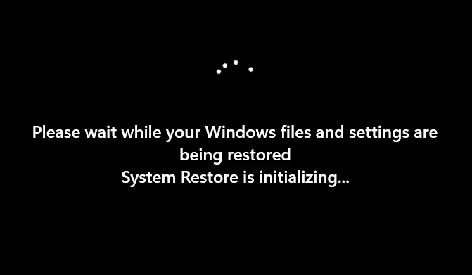 System restore is initializing