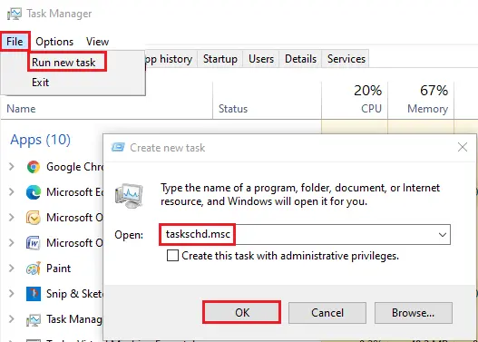 Task manager create new task