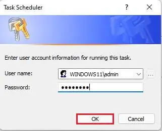 Task scheduler credentials