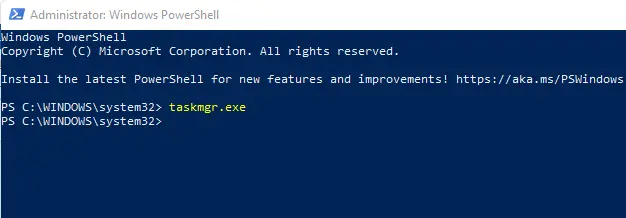 Taskmgr.exe PowerShell command