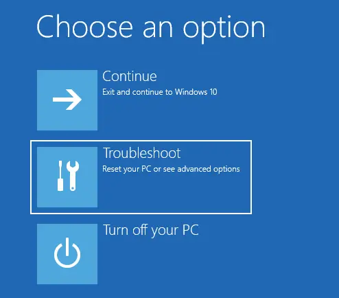 Troubleshoot choose an option