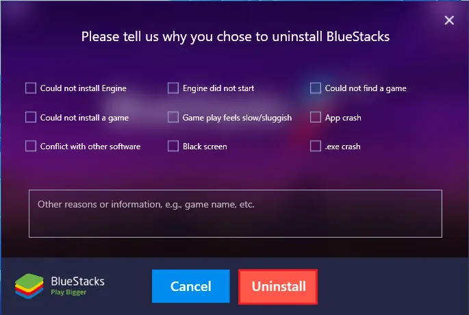 Uninstall BlueStacks 5