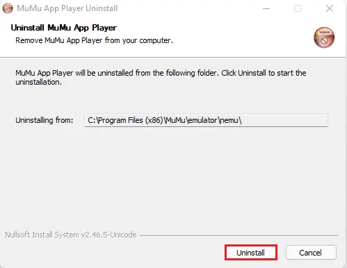 Uninstall MuMu App Player