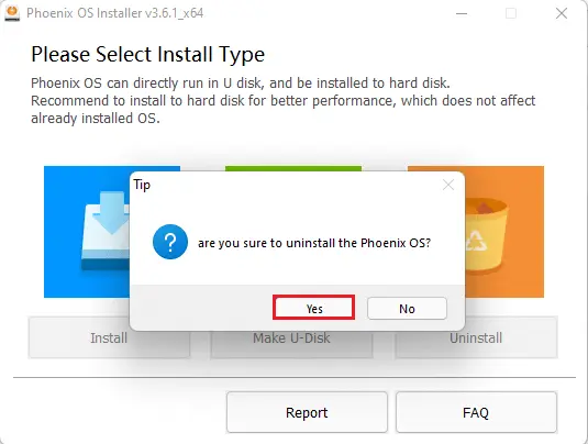 Uninstall Phoenix OS