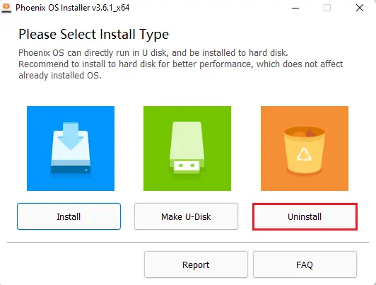 Uninstall Phoenix OS