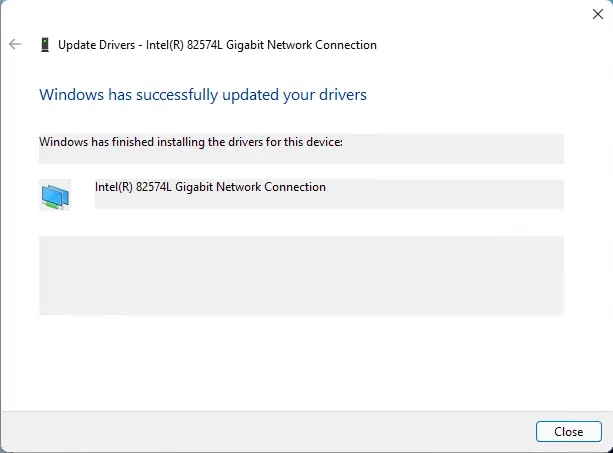 Update drivers gigabit network