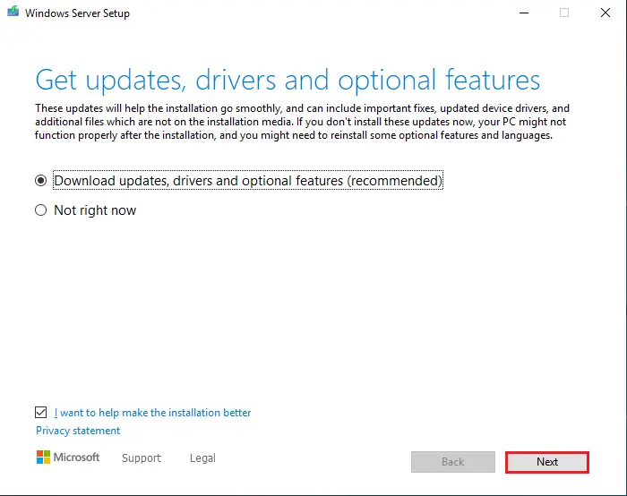 Upgrade windows server updates