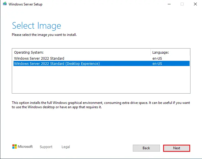 Upgrade windows setup select image