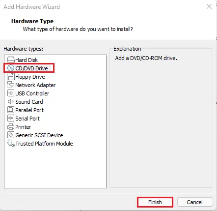 VMware add hardware wizard