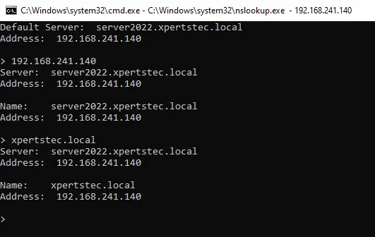 Verify nslookup command