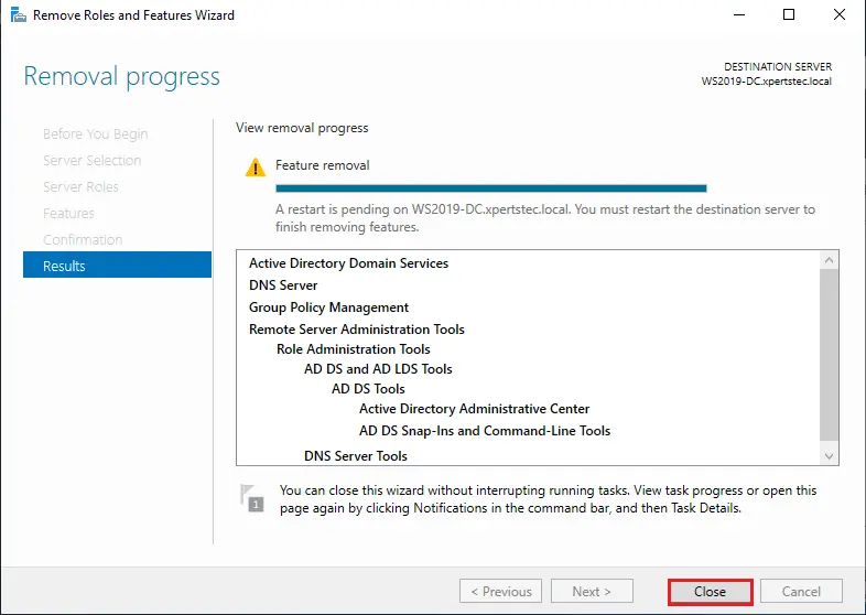 View removal roles progress