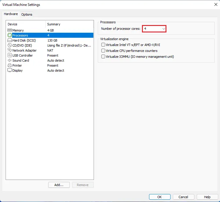 Virtual machine settings processor