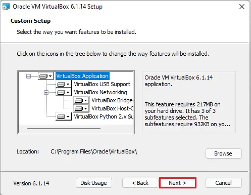 VirtualBox custom setup