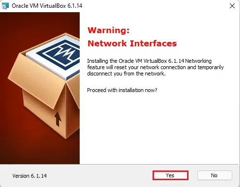 VirtualBox warning network interfaces