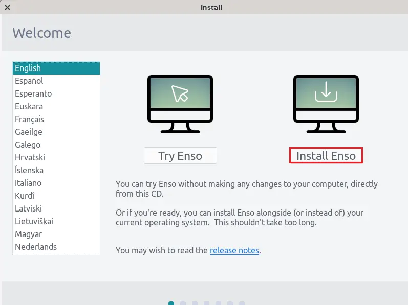 Welcome to install Enso OS