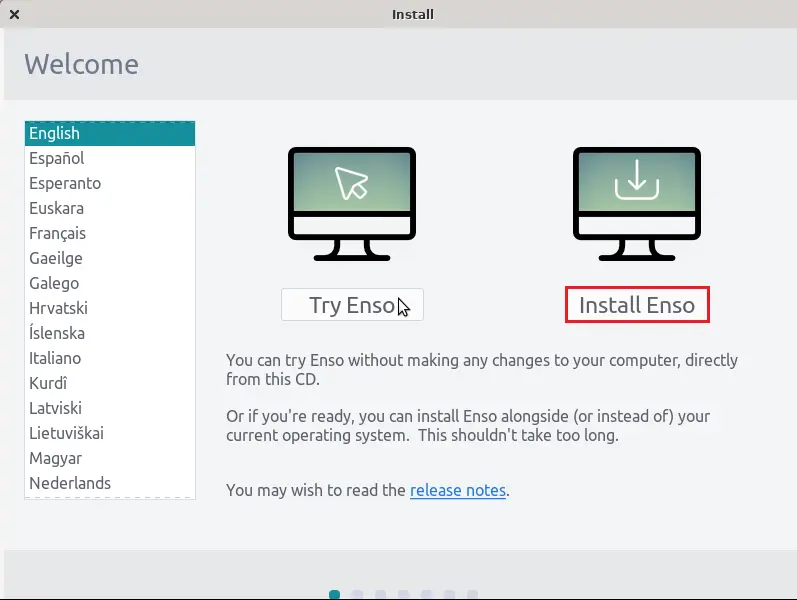 Welcome to install Enso OS