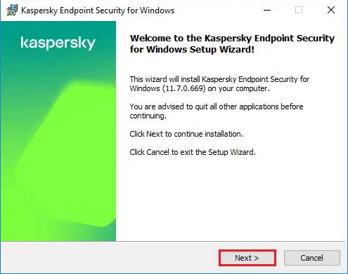 Welcome to the Kaspersky Wizard