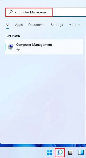 Win search bar computer management