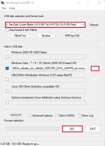 WinSetupFormUSB create bootable