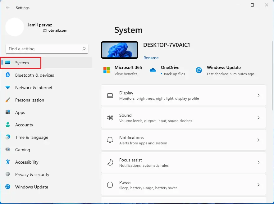 Windows 11 settings