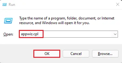 Windows Run appwiz.cpl
