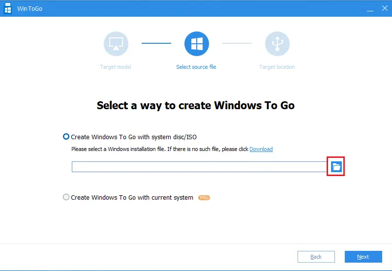 Windows To Go wizard