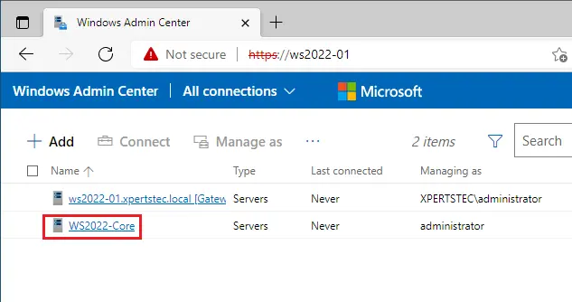 Windows admin center