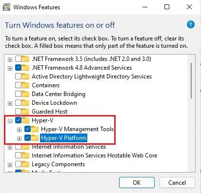 Windows feature Hyper-V