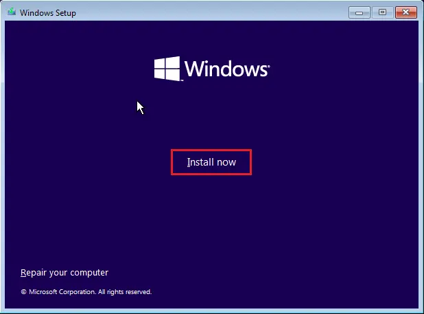 Windows install now