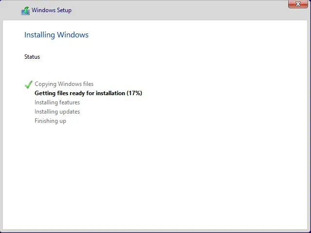 Windows setup installing