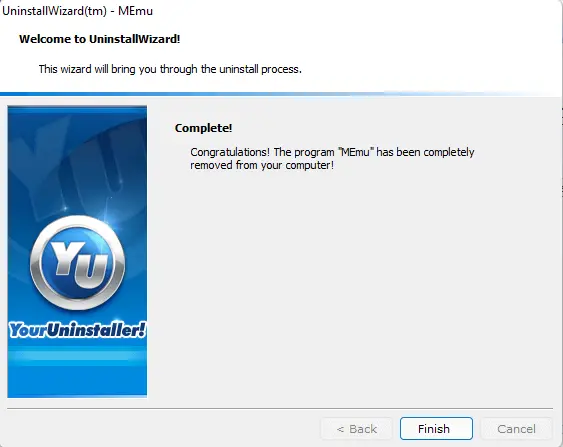 Your uninstaller wizard completed