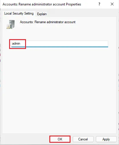 accounts rename administrator account