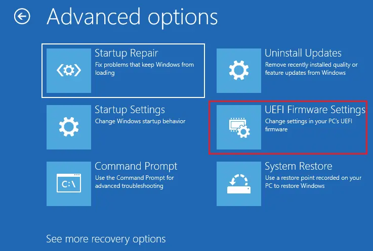 advanced settings uefi firmware