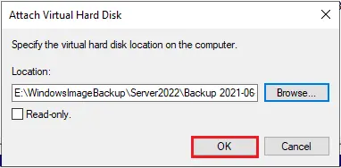 attach virtual hard disk