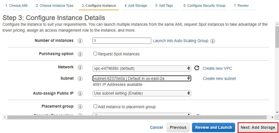 aws configure instance details