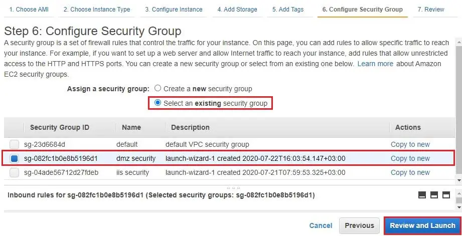 aws configure security group