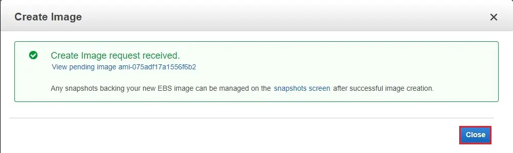 aws create image request received