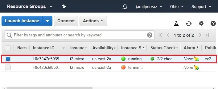 aws launch instance connect