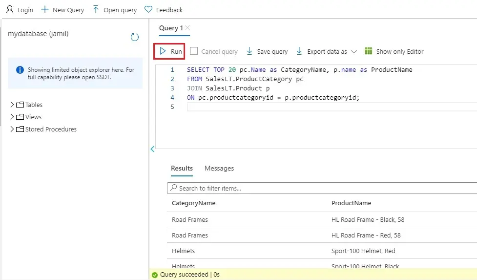 azure sql database query