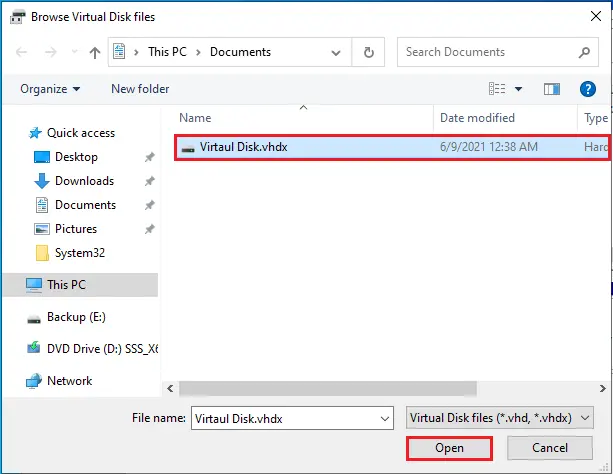 browse virtual disk files