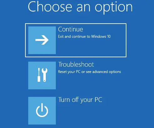 choose an option troubleshoot