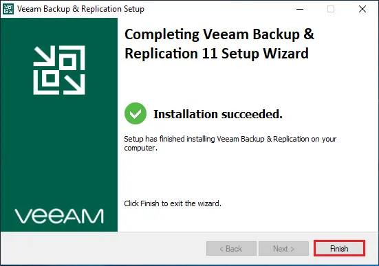 completing veeam backup setup