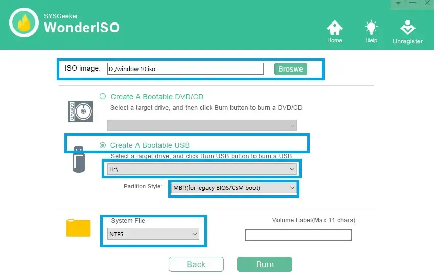 create bootable usb wonderISO