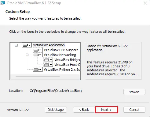 custom setup VM VirtualBox