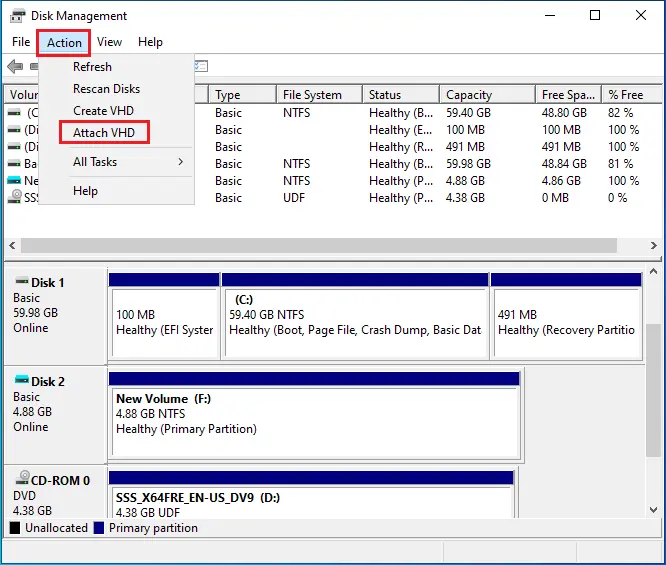 disk management attach vhd