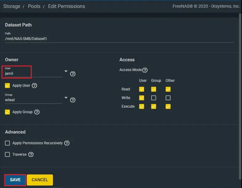 freenas add dataset path