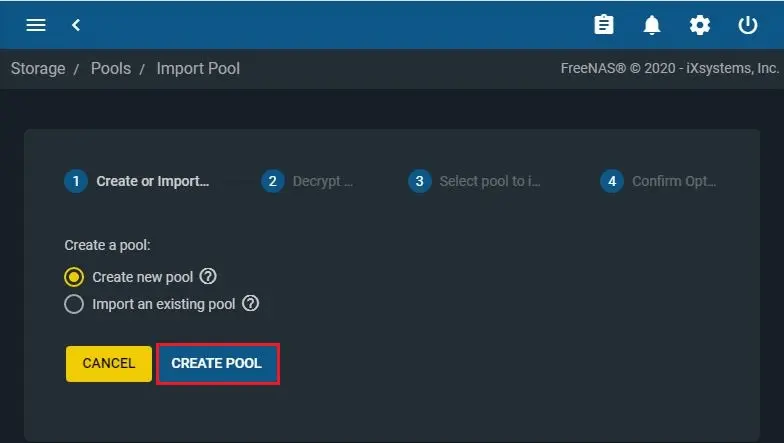 freenas create new pool